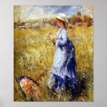 Girl Gathering Flowers Fine Art by Renoir Print