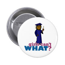 Girl Graduate in Blue Gown Pinback Buttons