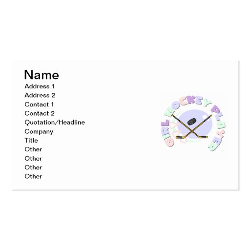 Girl Hockey Player Tshirts and Gifts Business Card Template