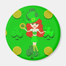 Girl Leprechaun 2 Refrigerator Magnet