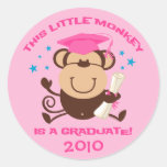 Girl Monkey Graduate Round Stickers