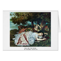 Girl On The Seine,  By Courbet Gustave Card