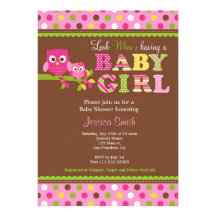 Girl Owl Baby Shower Invitation