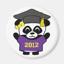 Girl Panda Purple & Gold 2012 Grad Refrigerator Magnet