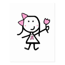 Girl & Pink Ribbon Postcards