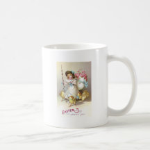Girl, Pink Roses and Chicks on Leashes Coffee Mugs