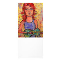 girl playing a colourful guitar rack cards