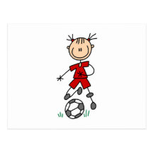 Girl Red Uniform Stick Figure Soccer Player Gifts Post Card