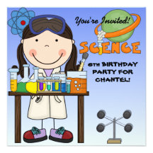 Girl Science Birthday Party Invitation