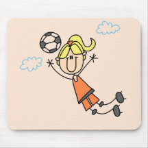 Girl Soccer Jump Tshirts and Gifts Mouse Mat