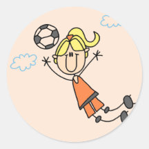 Girl Soccer Jump Tshirts and Gifts Round Stickers