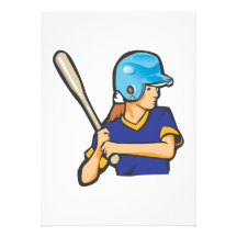 girl softball baseball player graphic personalized invite