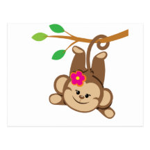 Girl Swinging Monkey Post Card