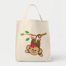 Girl Swinging Monkey Tote Bag