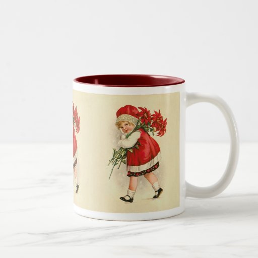Girl with Christmas Flowers Mugs