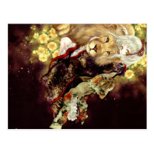 girl with lion anime postcards