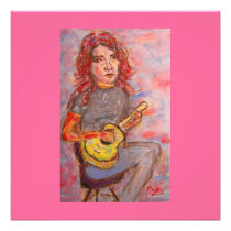 girl with red hair and ukulele invitations