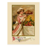 Girl with roast turkey postcards