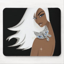 Girl with Silver Cat Mousepad