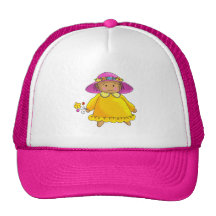 Girl With Yellow Sundress and Flowers Trucker Hats