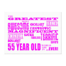 Girls 55th Birthdays Pink Greatest Fifty Five Canvas Prints