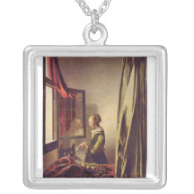 Girls at the open window by Johannes Vermeer Personalised Necklace