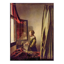 Girls at the open window by Johannes Vermeer Postcard