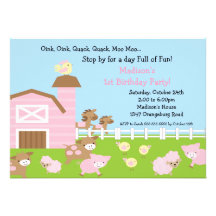Girls Barn Animal Fun Birthday Party Personalised Invite
