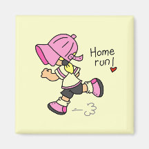 Girls Baseball Home Run Tshirts and Gifts Magnet