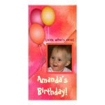 Girl's birthday balloon photo card template