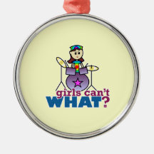 Girls Can't WHAT? Drummer Girl Logo Christmas Ornament