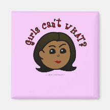 Girls Can't WHAT? Logo Head-Dark Fridge Magnets