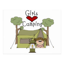 Girls Love Camping Postcard