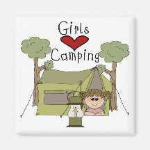 Girls Love Camping Refrigerator Magnet