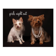 Girls Night Out Yorkie Pearls Post Cards