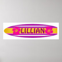 Girls pink and purple surfboard print
