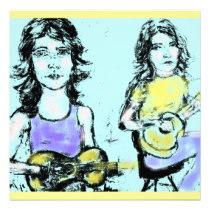 girls playin' acoustic invitations