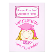 Girls Preschool / Kindergarten Graduation Party Personalized Invite