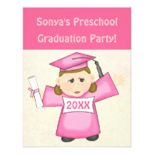 Girls Preschool / Kindergarten Graduation Party Custom Invite