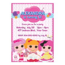 Girls Rag Doll Birthday Party Personalized Invitations