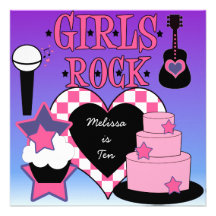 Girls Rock Birthday Invitation