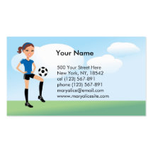 Girl's Soccer Player Personalised Business Card