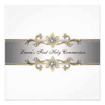Girls White First Communion Personalised Invitations