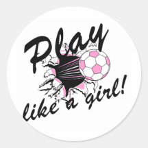 Girls's Soccer T-shirts and Gifts. Round Sticker