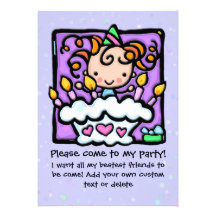 Girly birthday party invitations  PURPLE