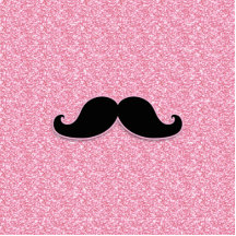 GIRLY BLACK MUSTACHE PINK GLITTER PRINTED PHOTO SCULPTURES