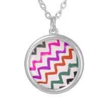 Girly Chevron Zigzag Stripes Pattern Pendant