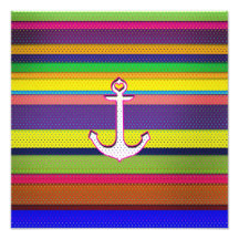 Girly Colorful Stripe polka dot heart anchor Photo Art