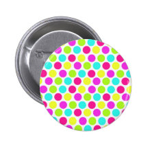Girly Colourful Polka Dots Pattern for Girls Buttons