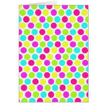 Girly Colourful Polka Dots Pattern for Girls Greeting Cards